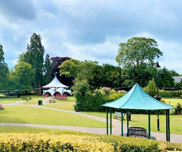 Bandstand and lawns at Alton Public Gardens